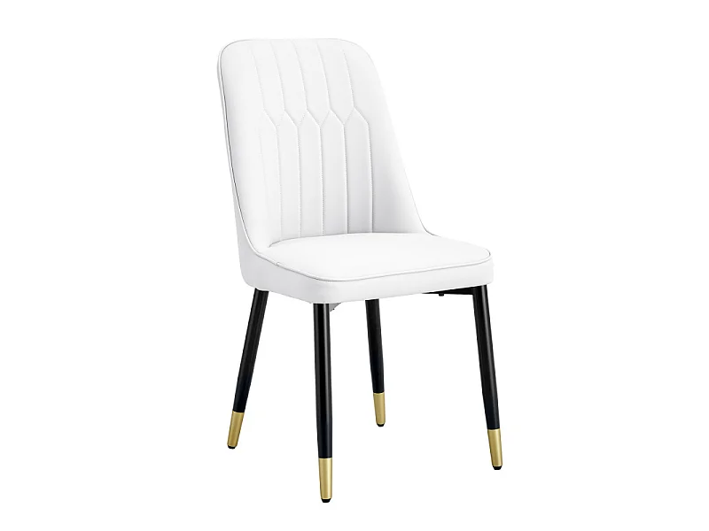 Lot de 2 chaises de salle à manger en similicuir blanc avec pieds en métal noir