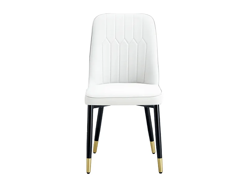 Lot de 2 chaises de salle à manger en similicuir blanc avec pieds en métal noir