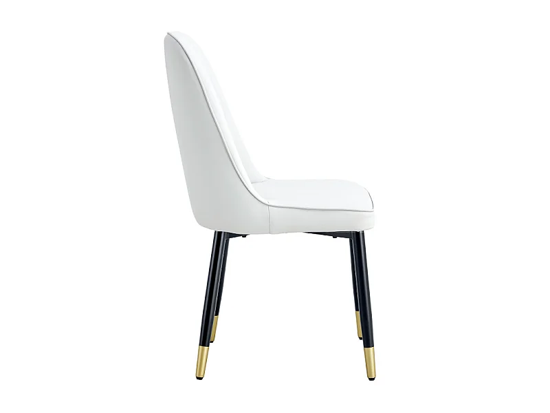 Lot de 2 chaises de salle à manger en similicuir blanc avec pieds en métal noir