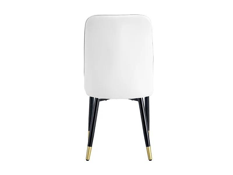 Lot de 2 chaises de salle à manger en similicuir blanc avec pieds en métal noir