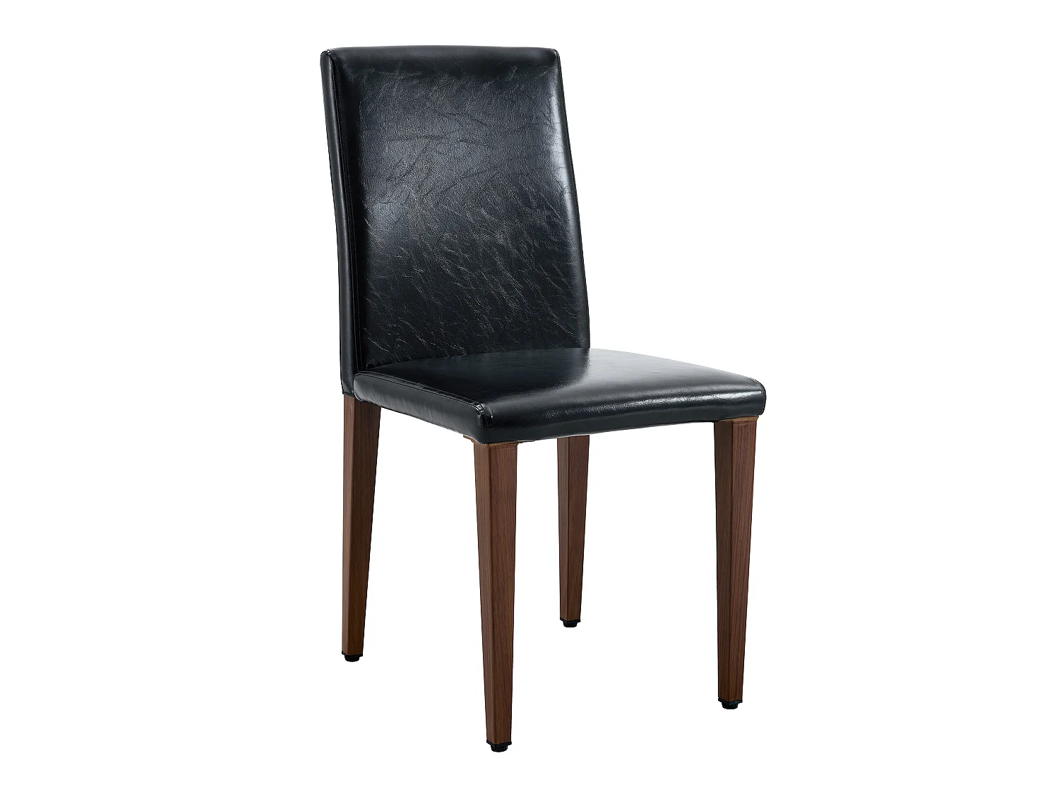 Lot de 4 chaises de salle à manger en similicuir noir avec pieds en métal marron