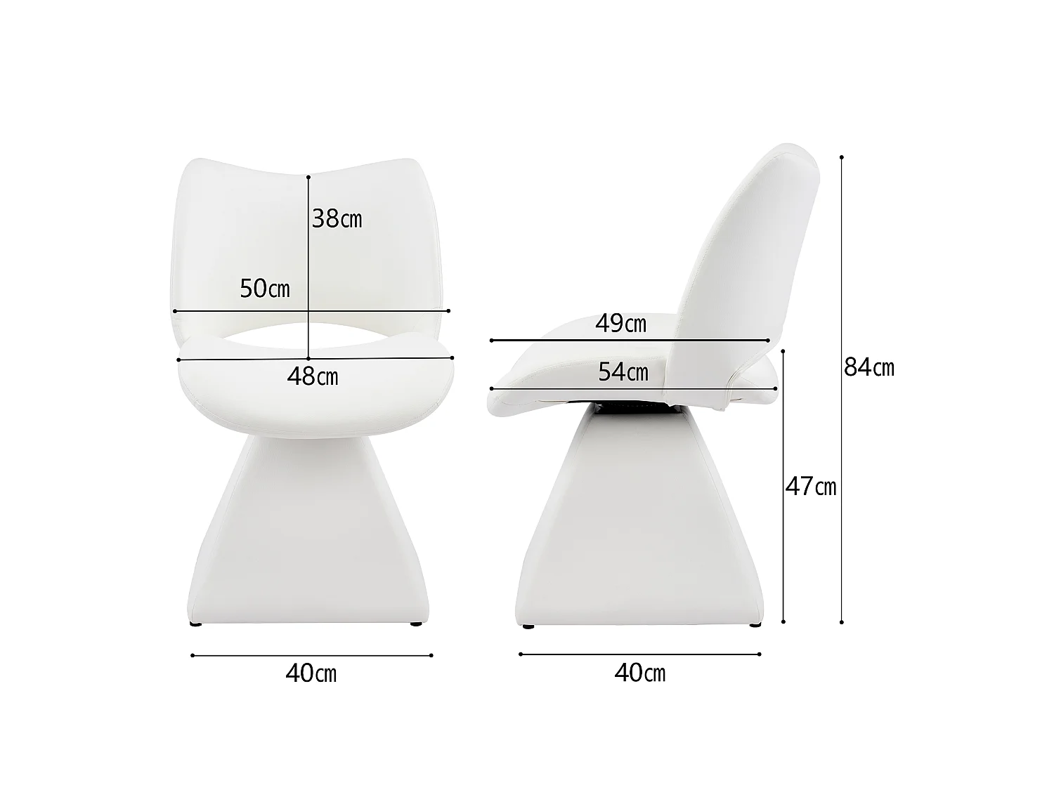 Silla de Comedor Giratoria Tapizada en Piel Sintética Blanca, para Salón
