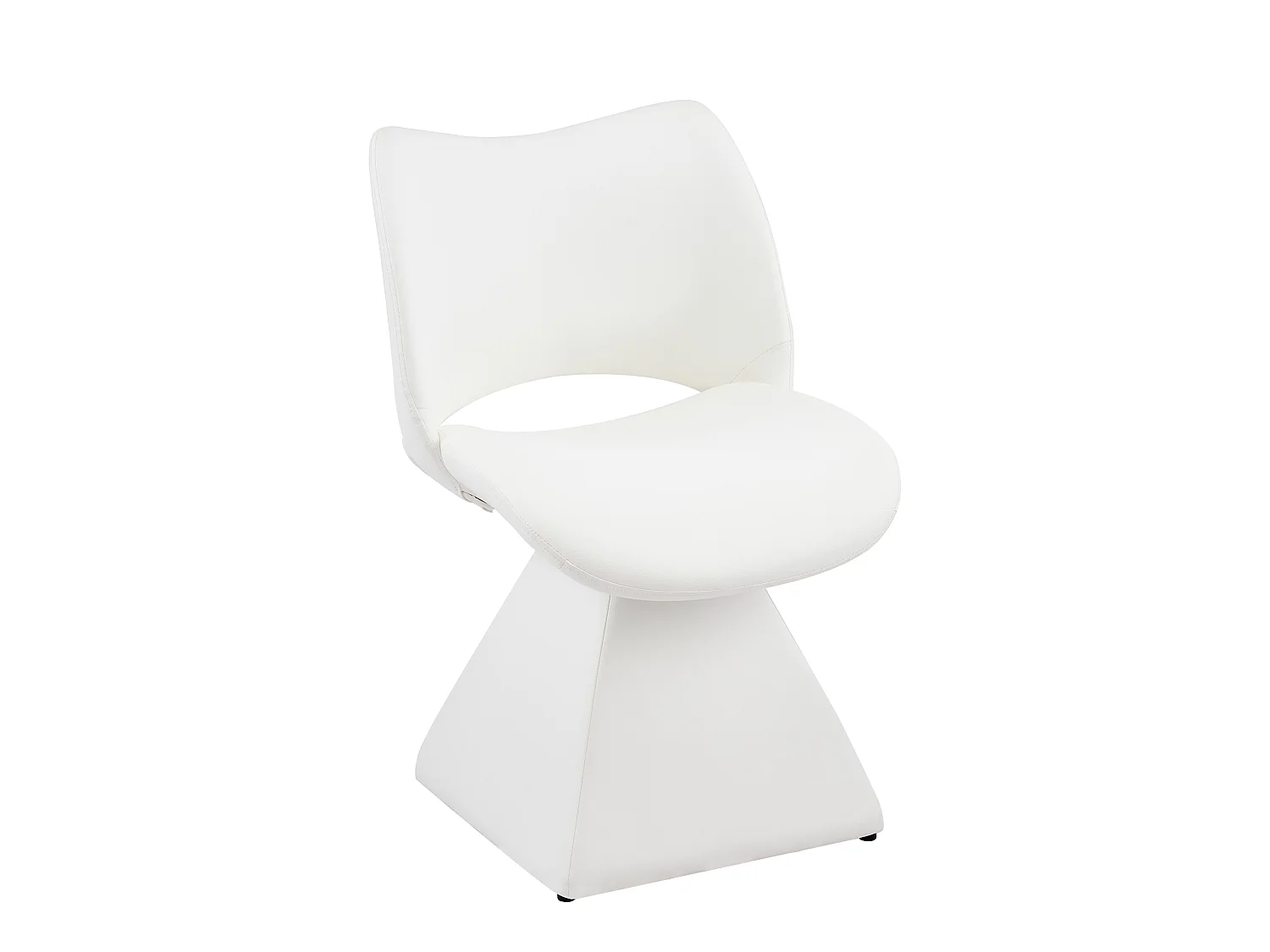 Silla de Comedor Giratoria Tapizada en Piel Sintética Blanca, para Salón