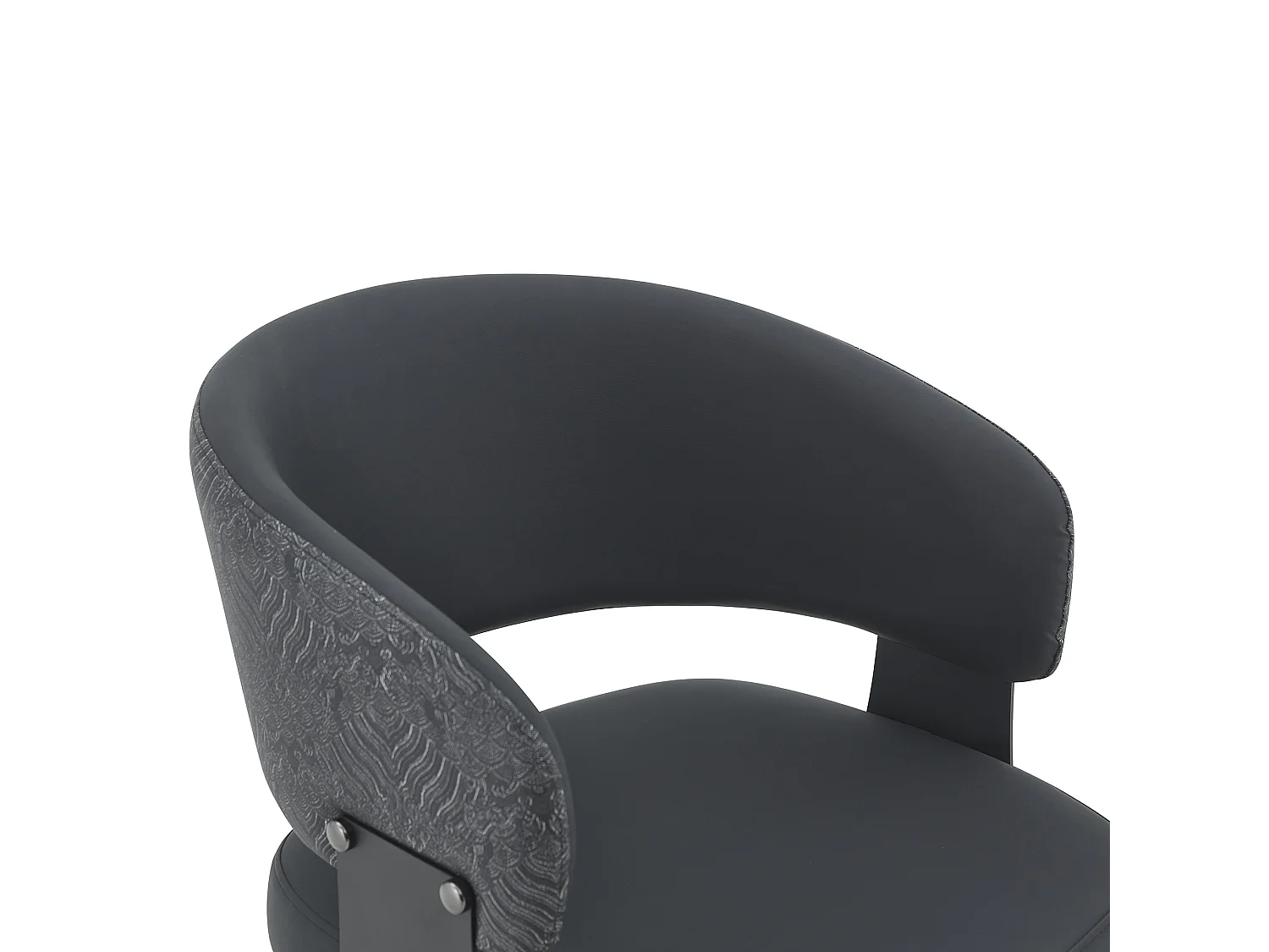 Juego de 2 sillas de comedor con reposabrazos de polipiel negra y patas de metal negro