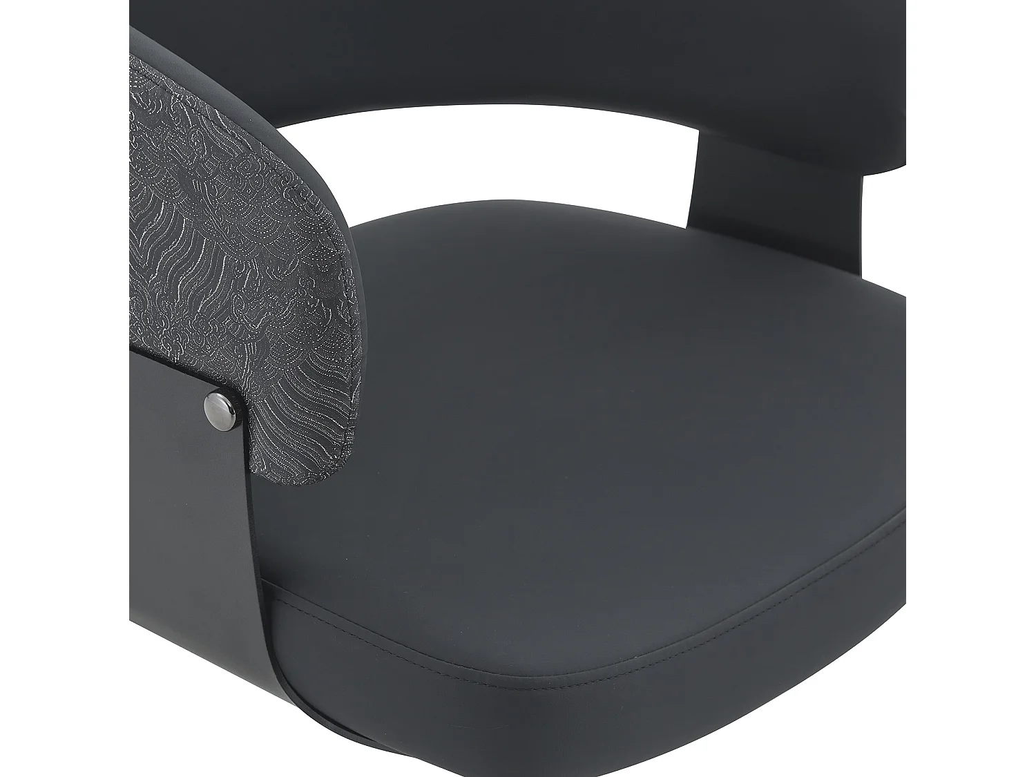 Juego de 2 sillas de comedor con reposabrazos de polipiel negra y patas de metal negro