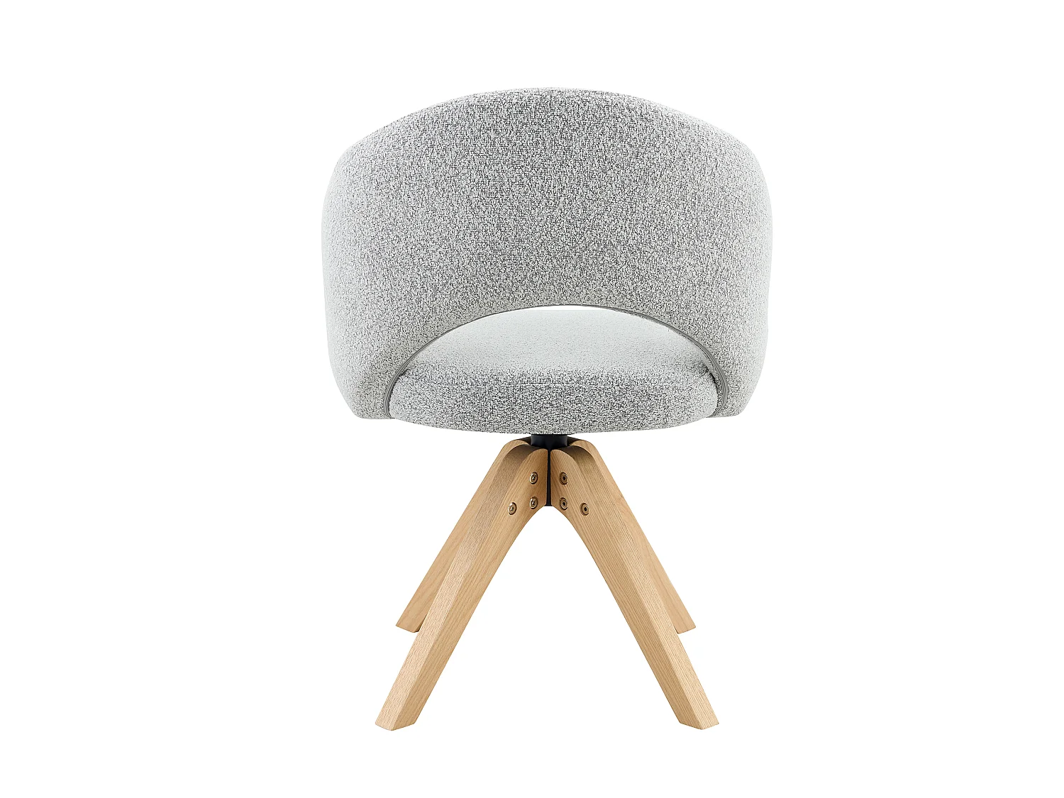 Lot de 2 chaises de salle à manger pivotantes en tissu texturé gris clair avec pieds en bois massif