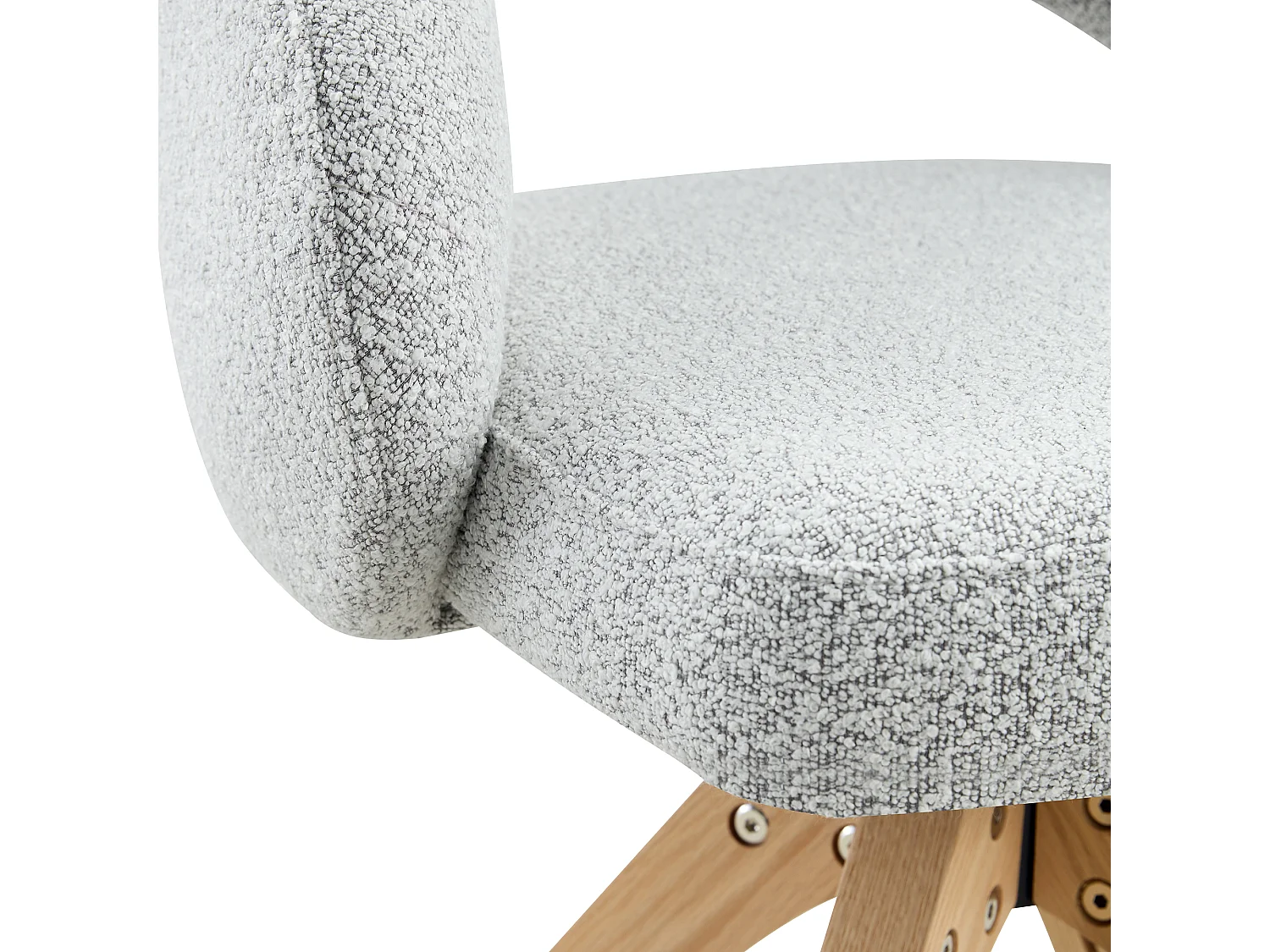 Lot de 2 chaises de salle à manger pivotantes en tissu texturé gris clair avec pieds en bois massif