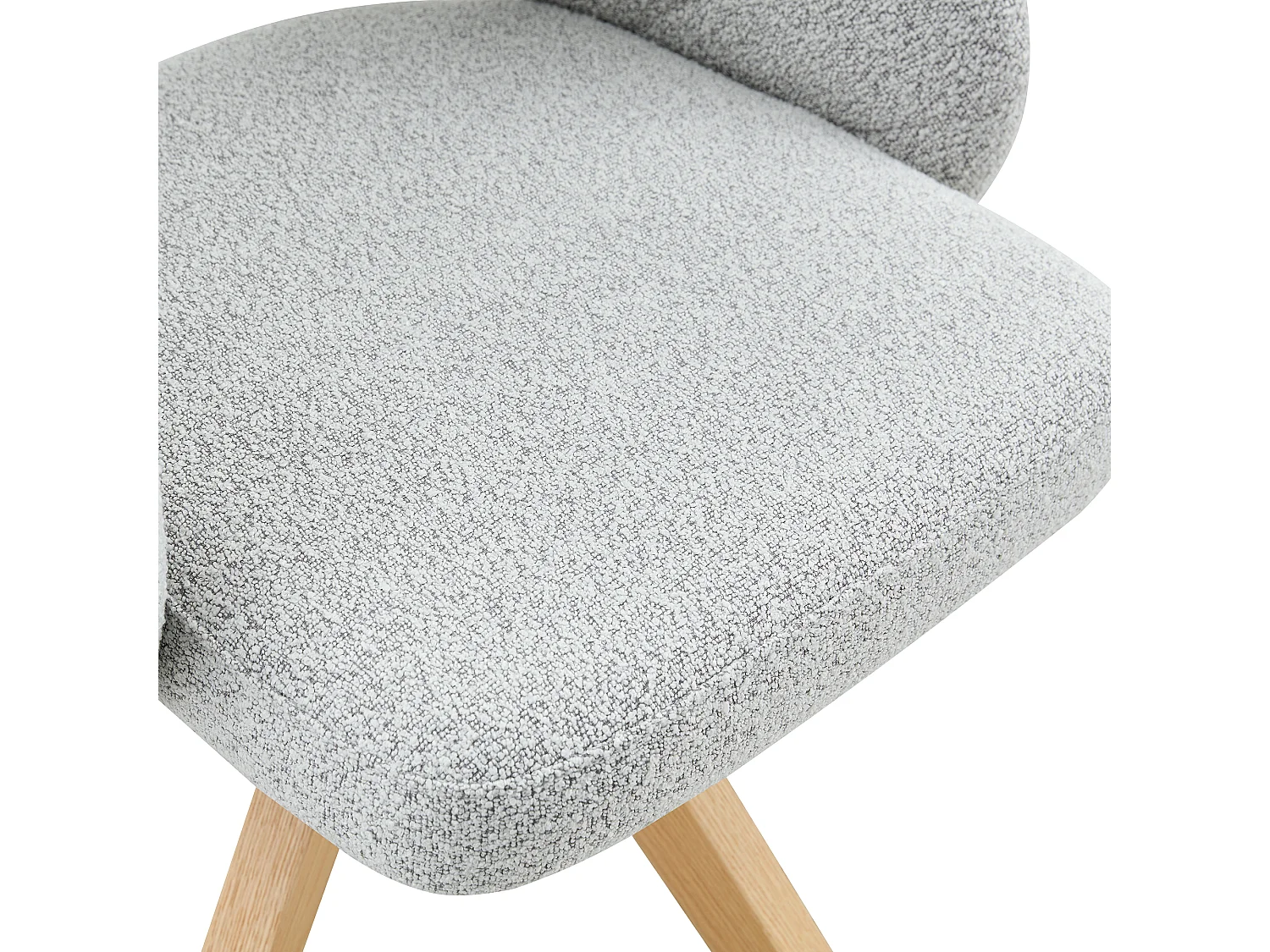 Lot de 2 chaises de salle à manger pivotantes en tissu texturé gris clair avec pieds en bois massif
