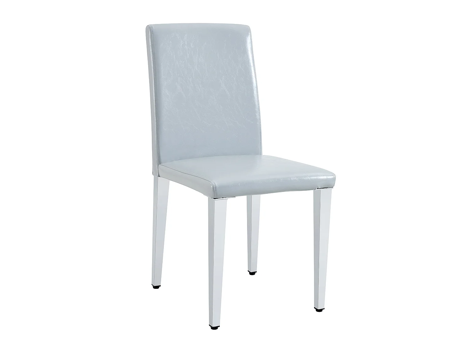 Lot de 4 chaises de salle à manger en similicuir gris clair avec pieds en métal argenté