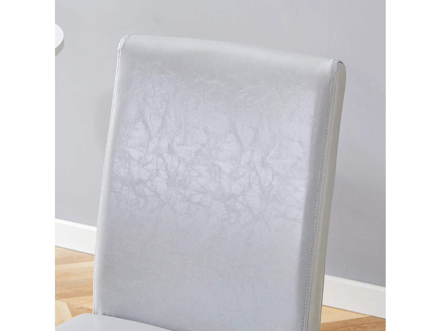 Lot de 2 chaises de salle à manger en similicuir gris clair avec pieds en métal argenté