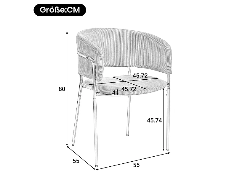 Lot de 2 chaises de salle à manger en tissu côtelé avec pieds en métal et bois beige