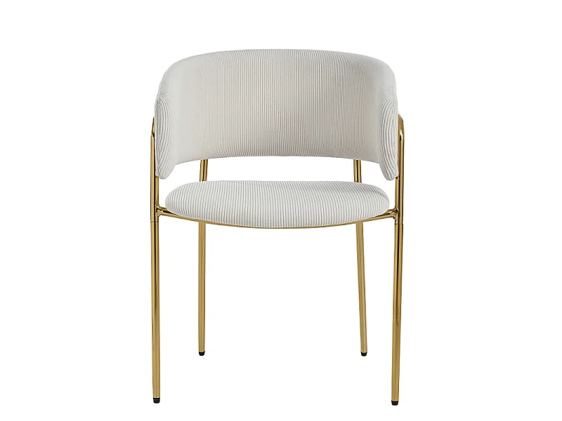 Lot de 2 chaises de salle à manger en tissu côtelé avec pieds en métal et bois beige