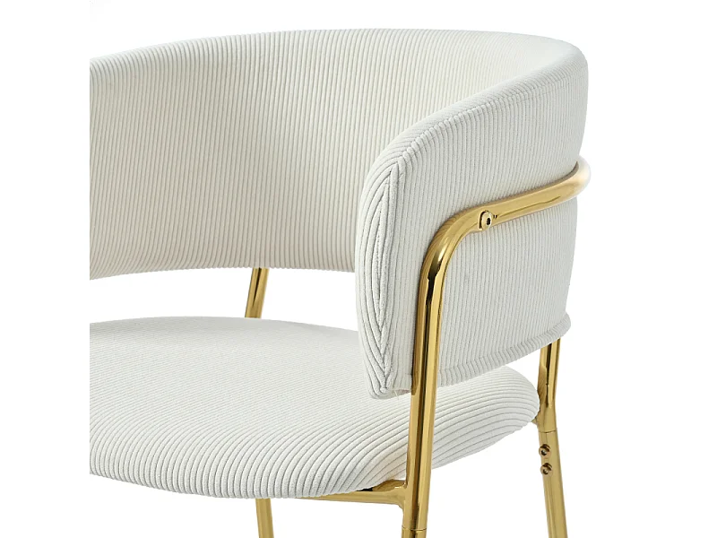 Lot de 2 chaises de salle à manger en tissu côtelé avec pieds en métal et bois beige