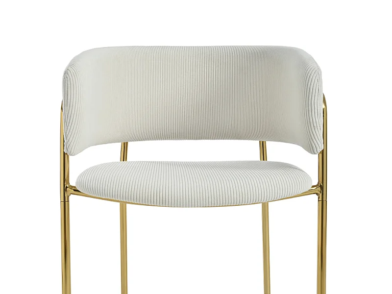 Lot de 2 chaises de salle à manger en tissu côtelé avec pieds en métal et bois beige