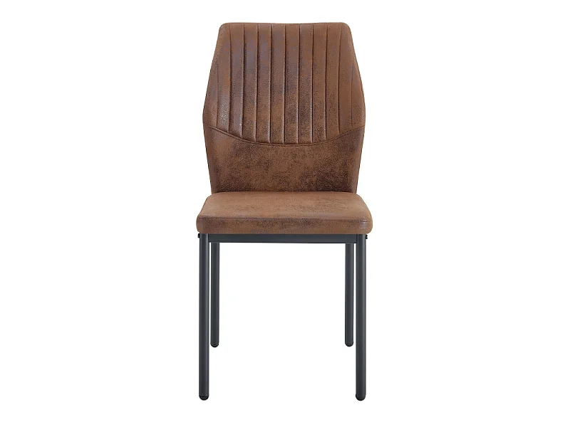 Set van 4 bruine stoffen eetkamerstoelen met zwarte metalen poten