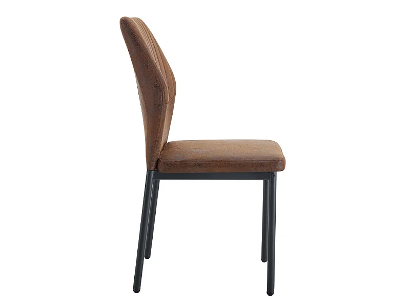 Set van 4 bruine stoffen eetkamerstoelen met zwarte metalen poten