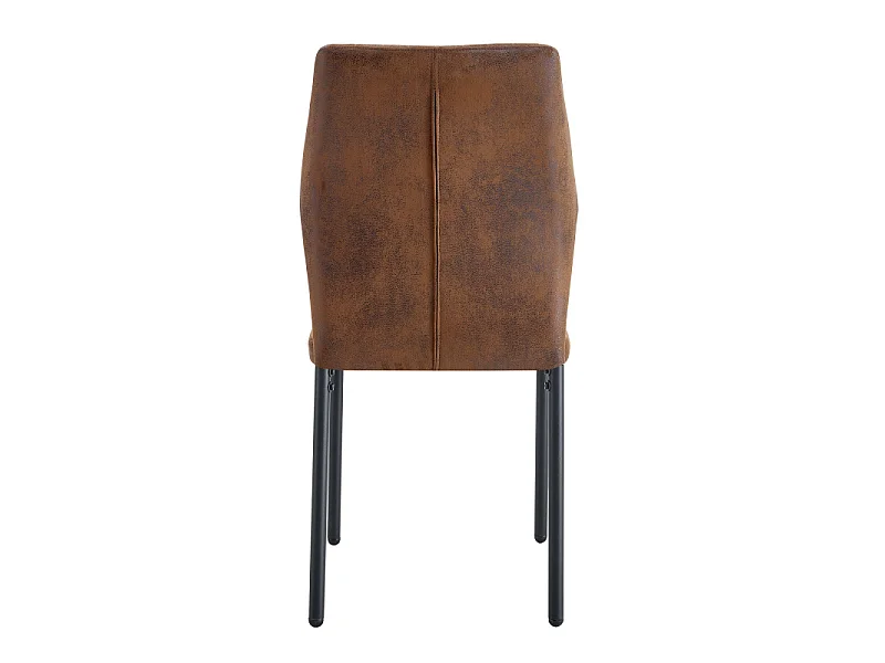 Set van 4 bruine stoffen eetkamerstoelen met zwarte metalen poten