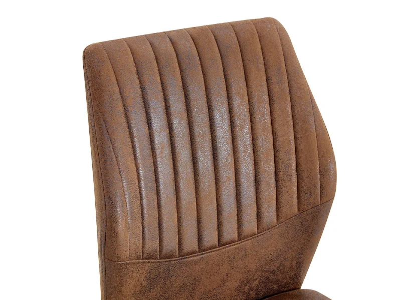 Set van 4 bruine stoffen eetkamerstoelen met zwarte metalen poten