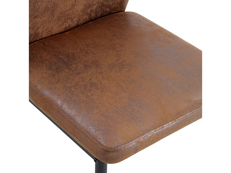 Set van 4 bruine stoffen eetkamerstoelen met zwarte metalen poten