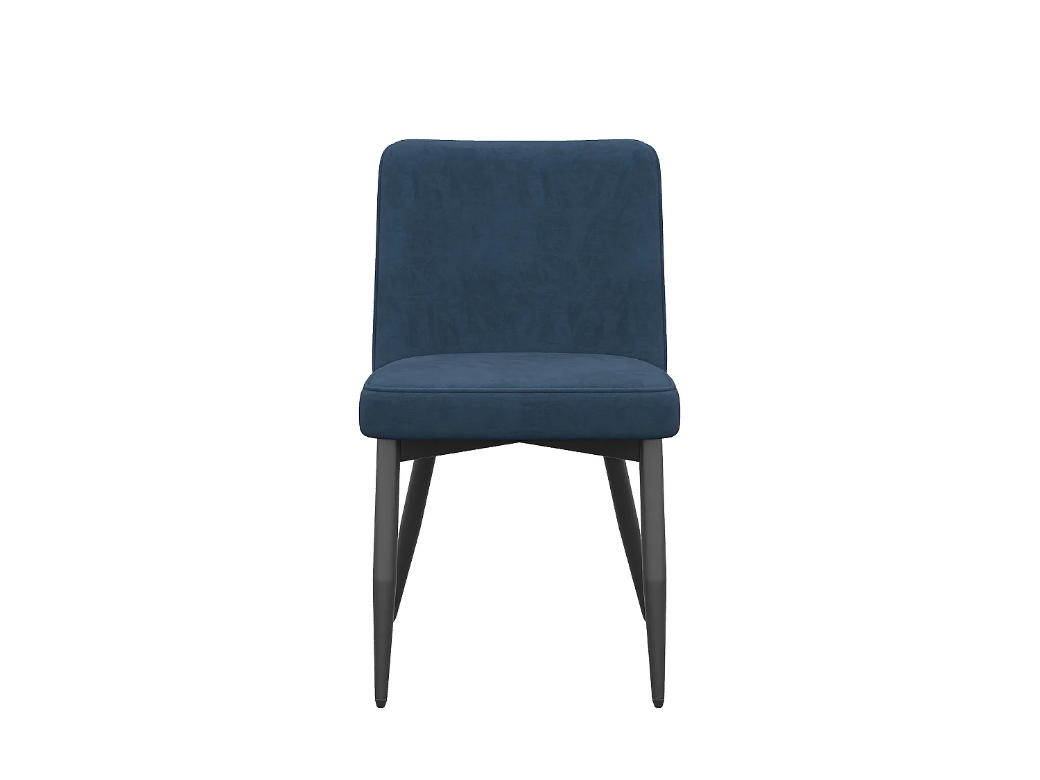 Set van 6 fluwelen eetkamerstoelen met ergonomische rugleuning en metalen frame, donkerblauw