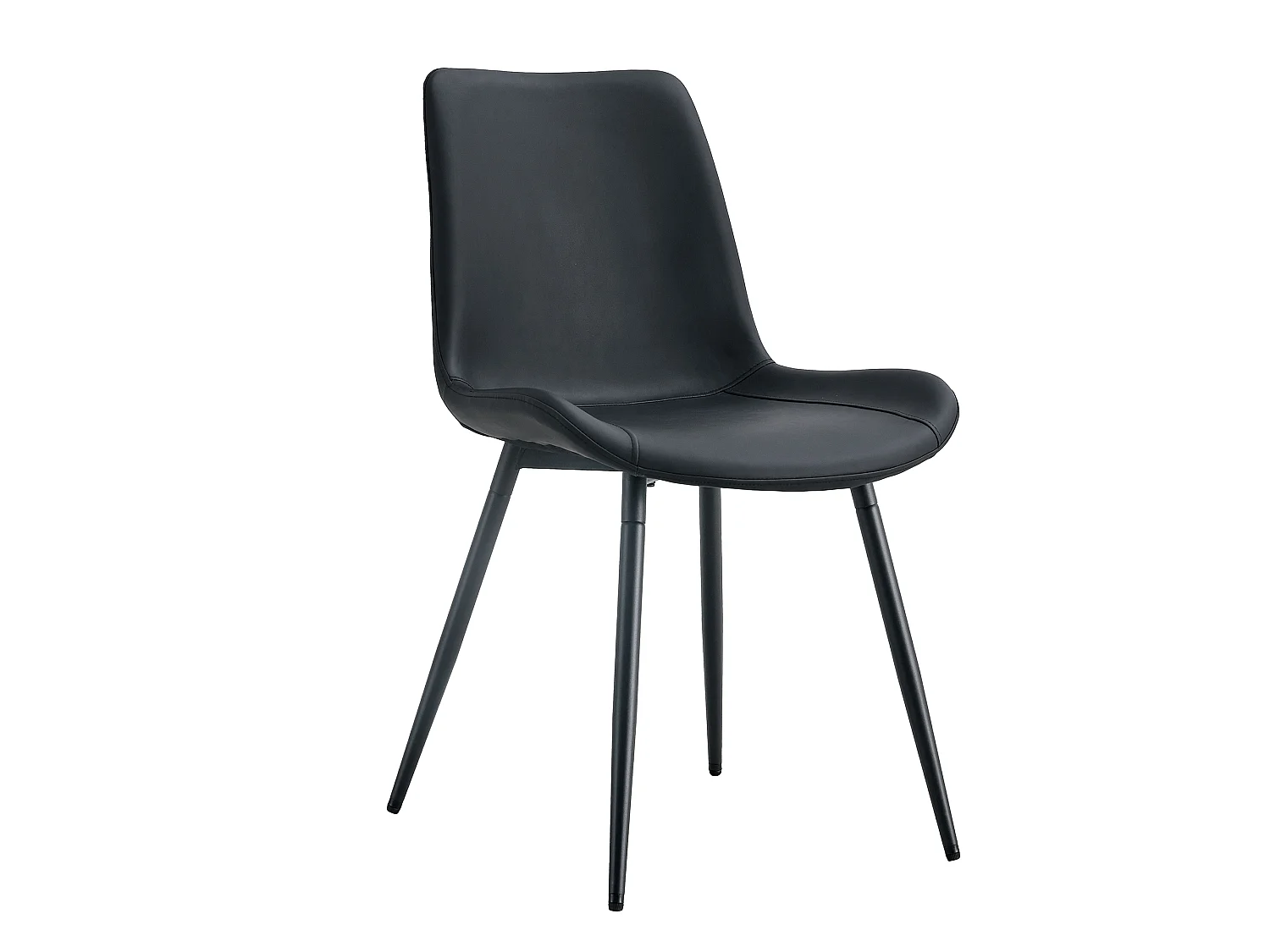 Lot de 4 chaises de salle à manger en similicuir noir avec pieds en métal