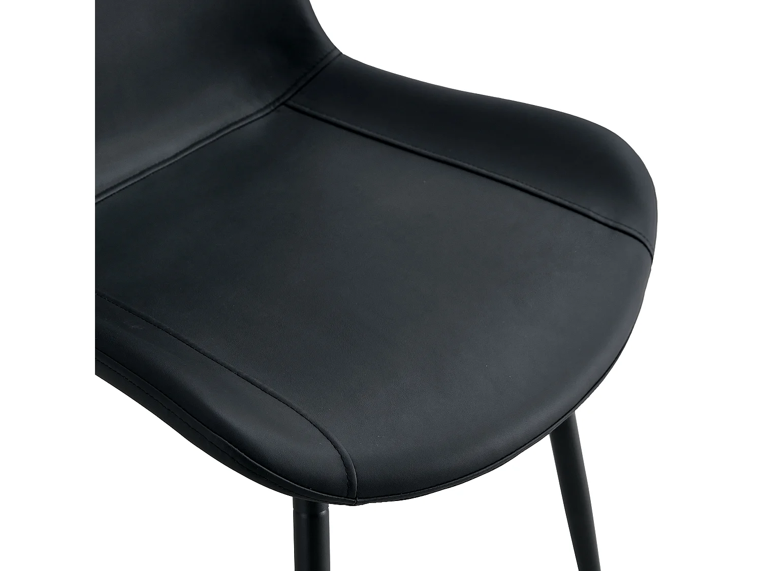 Lot de 4 chaises de salle à manger en similicuir noir avec pieds en métal