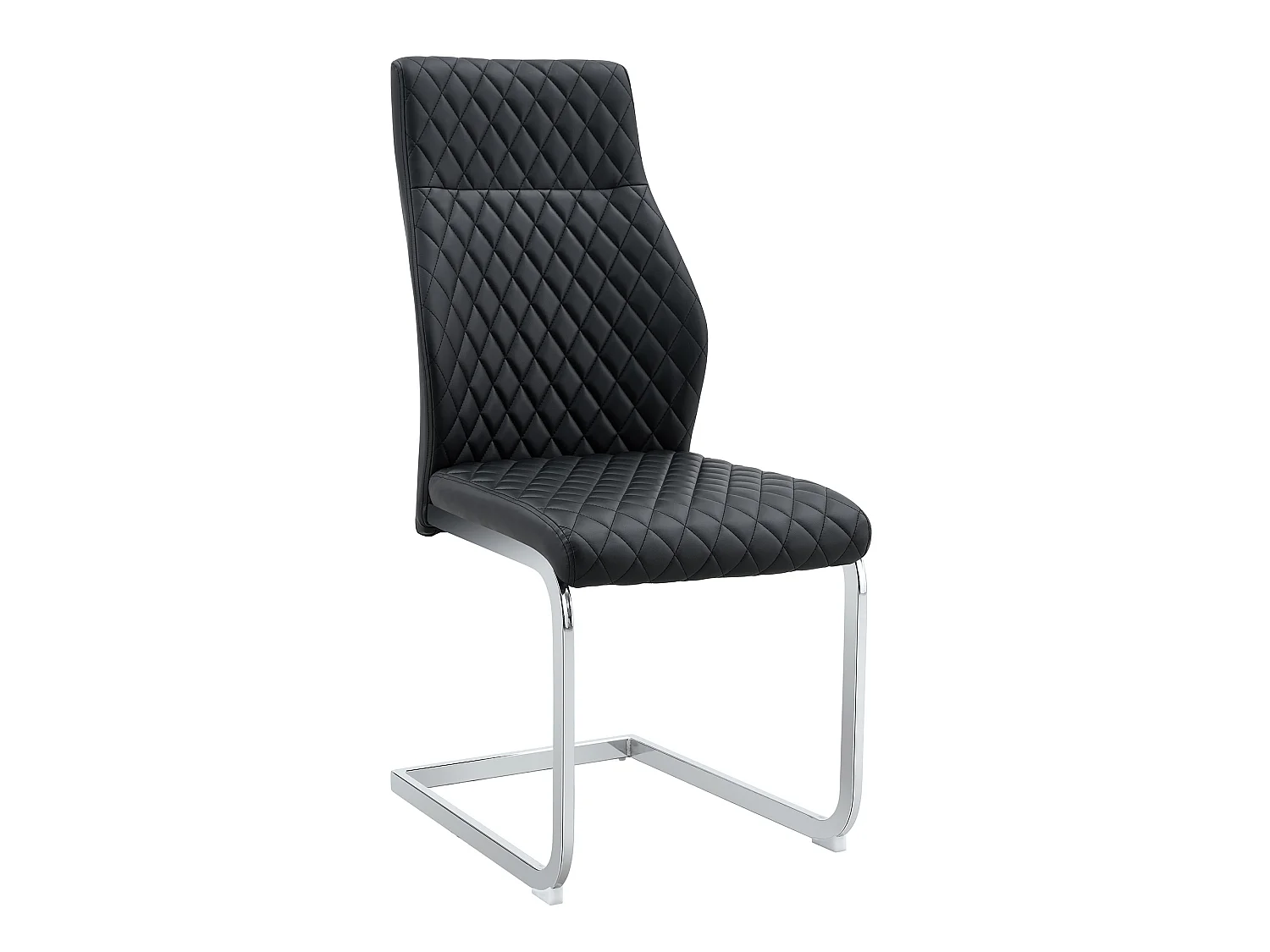 Lot de 2 chaises de salle à manger en similicuir noir avec cadre en métal argenté