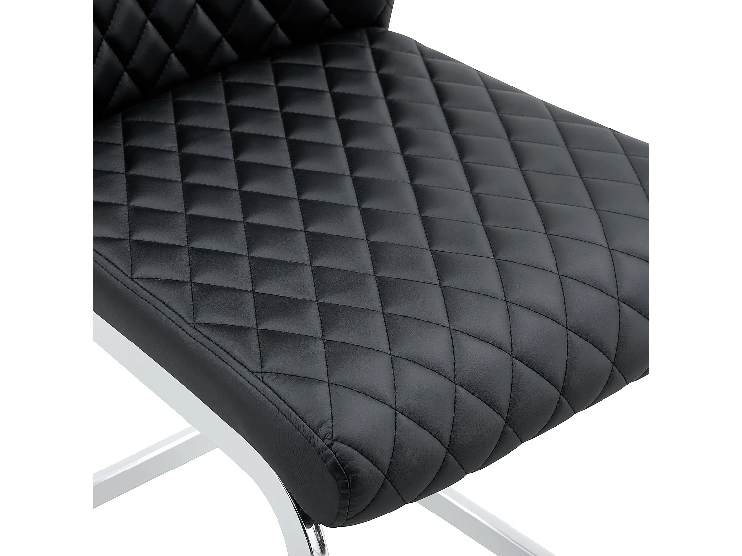 Lot de 2 chaises de salle à manger en similicuir noir avec cadre en métal argenté