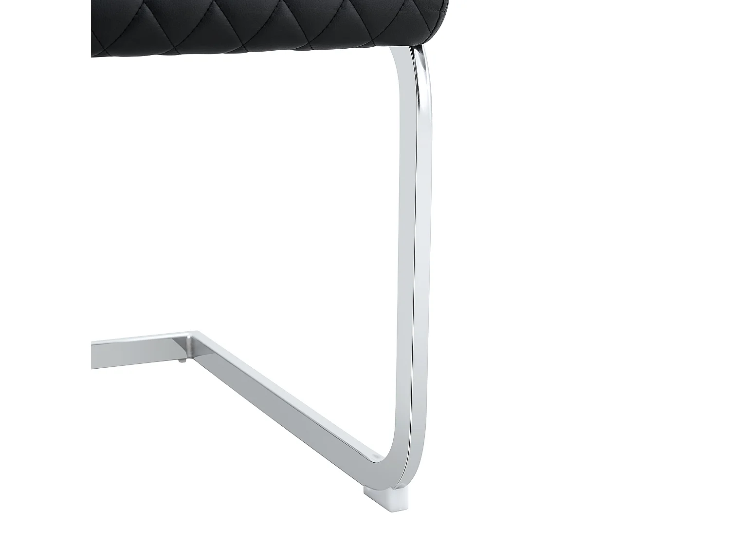 Lot de 2 chaises de salle à manger en similicuir noir avec cadre en métal argenté