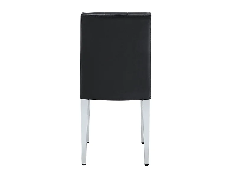 Lot de 4 chaises de salle à manger en similicuir noir avec pieds en métal argenté