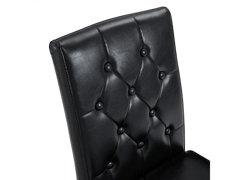 Lot de 4 chaises de salle à manger en similicuir noir avec pieds en métal argenté