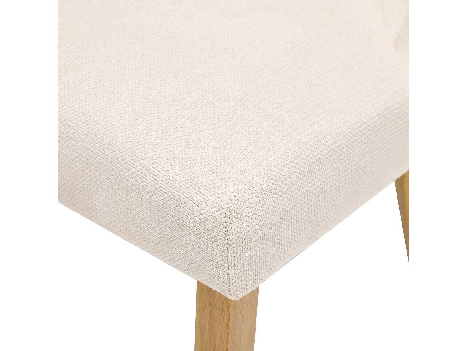 Set di 2 sedie da pranzo in lino con gambe in legno massello, beige
