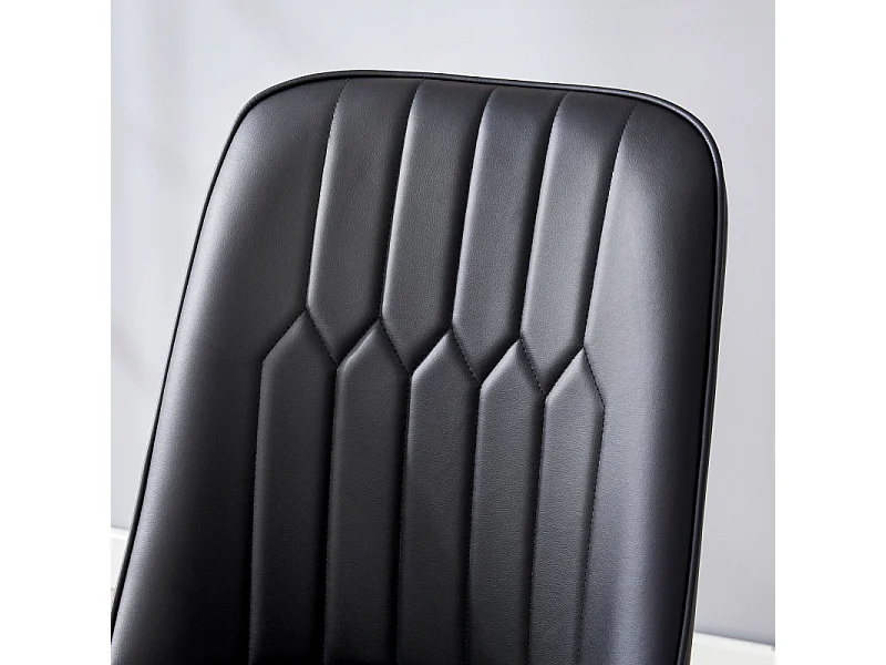 Lot de 2 chaises de salle à manger en similicuir noir avec pieds en métal argenté