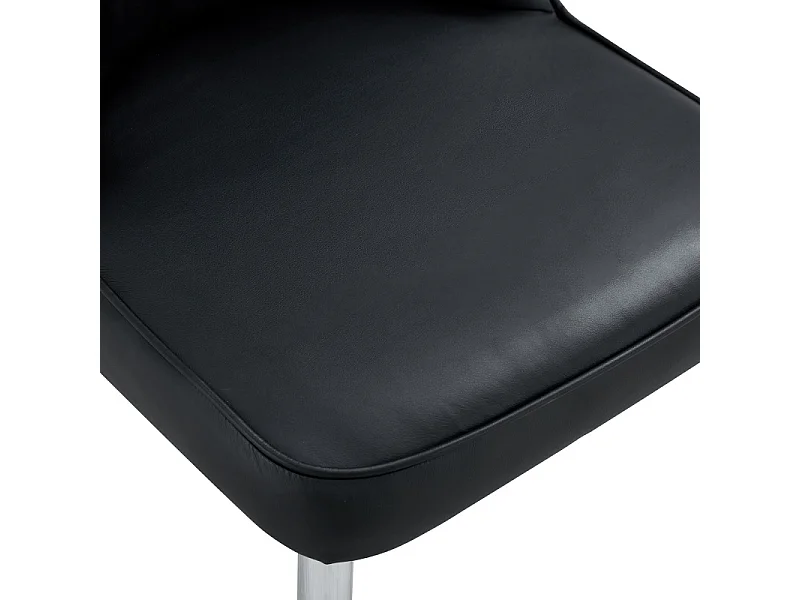Lot de 2 chaises de salle à manger en similicuir noir avec pieds en métal argenté