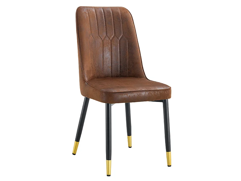 Lot de 2 chaises de salle à manger en tissu marron avec pieds en métal noir