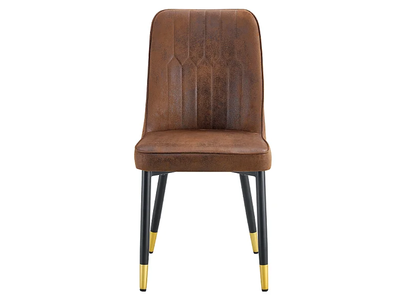 Lot de 2 chaises de salle à manger en tissu marron avec pieds en métal noir