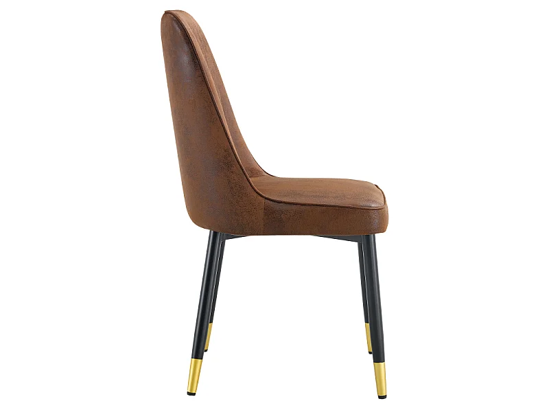 Lot de 2 chaises de salle à manger en tissu marron avec pieds en métal noir