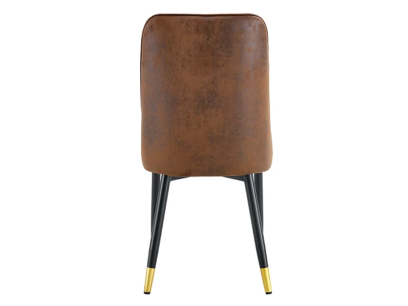 Lot de 2 chaises de salle à manger en tissu marron avec pieds en métal noir