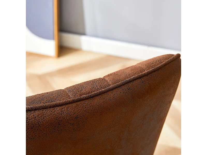 Lot de 2 chaises de salle à manger en tissu marron avec pieds en métal noir