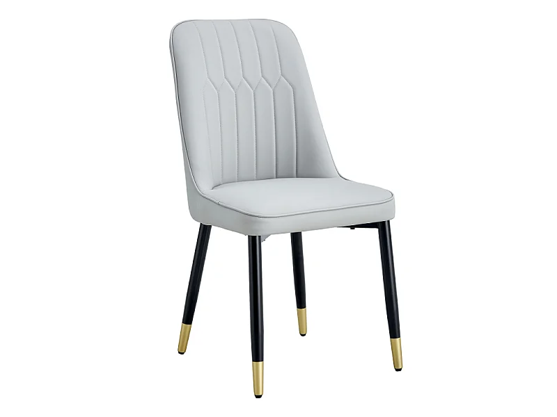 Lot de 2 chaises de salle à manger avec revêtement en similicuir gris et pieds en métal noir