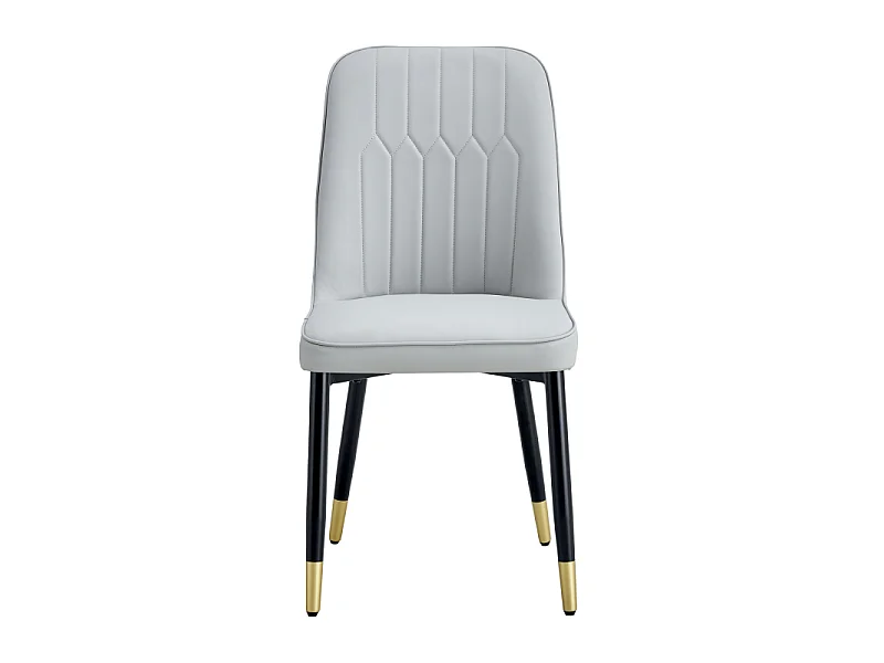 Lot de 2 chaises de salle à manger avec revêtement en similicuir gris et pieds en métal noir