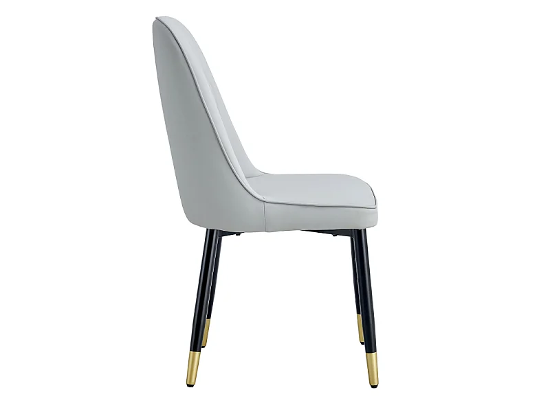 Lot de 2 chaises de salle à manger avec revêtement en similicuir gris et pieds en métal noir