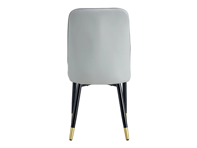 Lot de 2 chaises de salle à manger avec revêtement en similicuir gris et pieds en métal noir