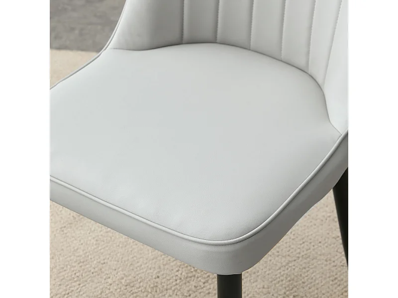 Lot de 2 chaises de salle à manger avec revêtement en similicuir gris et pieds en métal noir