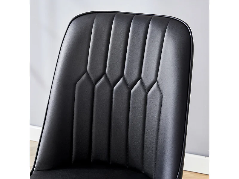 Lot de 2 chaises de salle à manger en similicuir noir avec pieds en métal doré