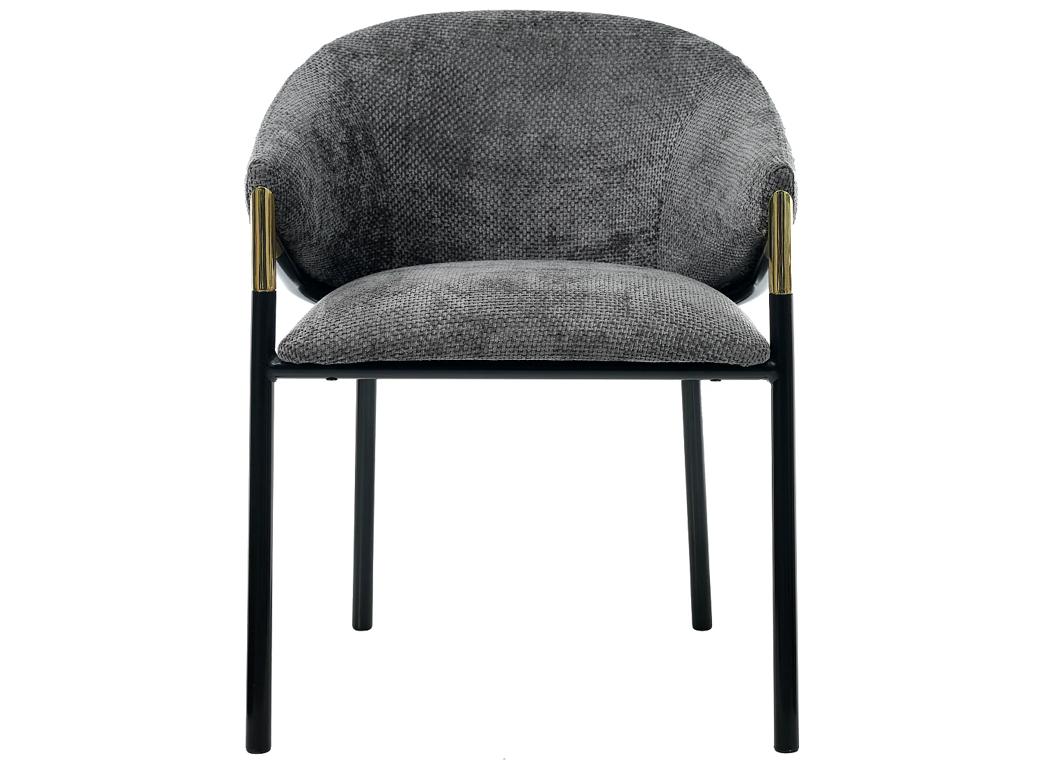 Juego de 4 sillas de comedor de chenilla con reposabrazos metálicos, color gris