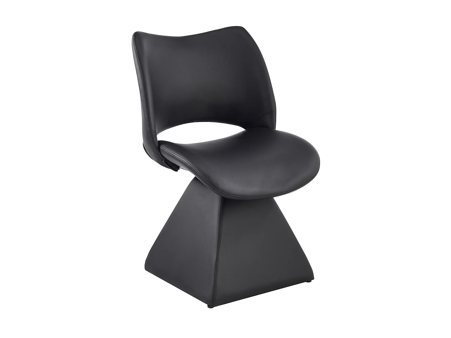 Silla de Comedor Giratoria Tapizada en Piel Sintética Negra, para Salón