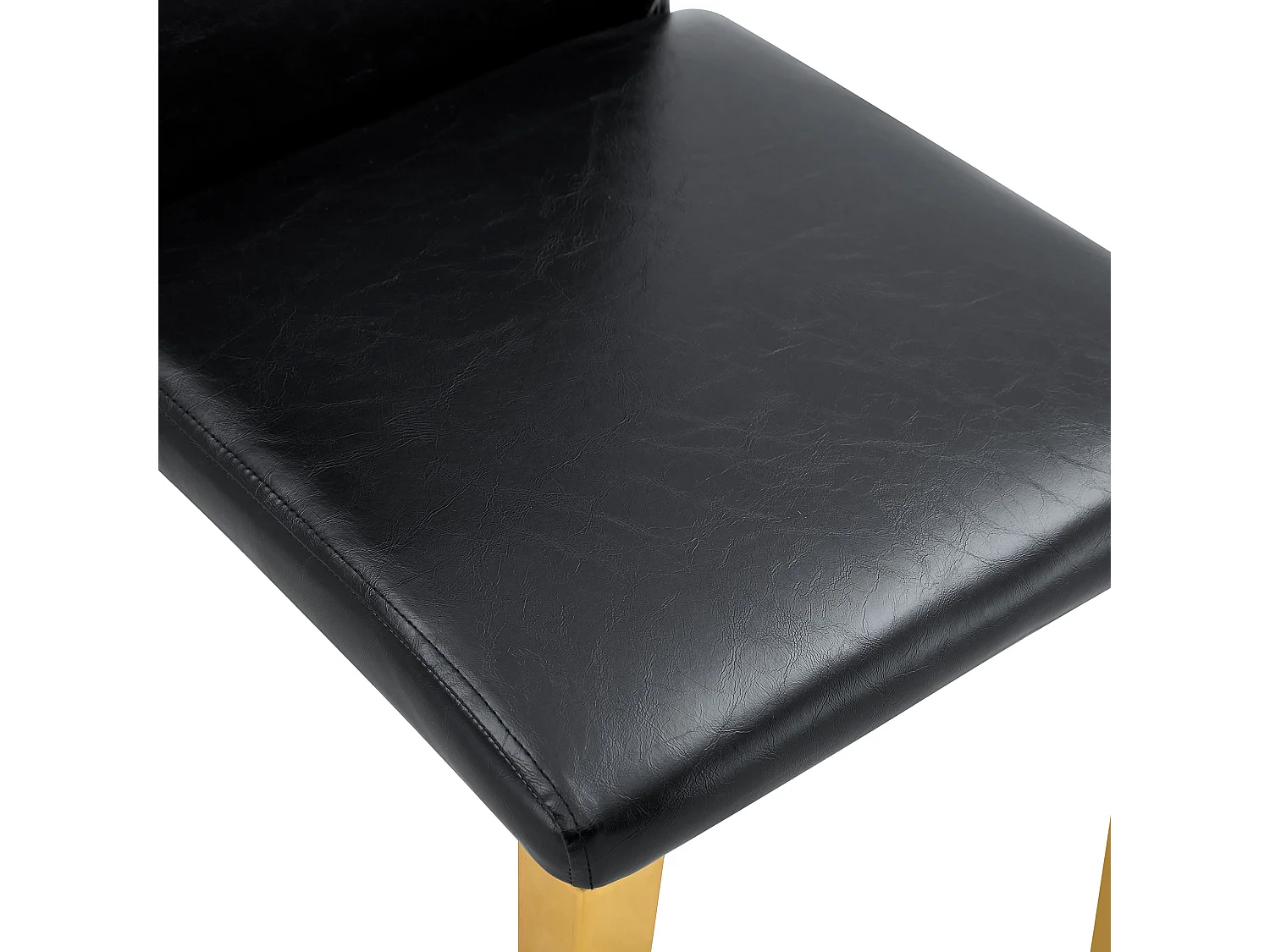 Lot de 2 chaises de salle à manger en similicuir noir avec pieds en métal doré