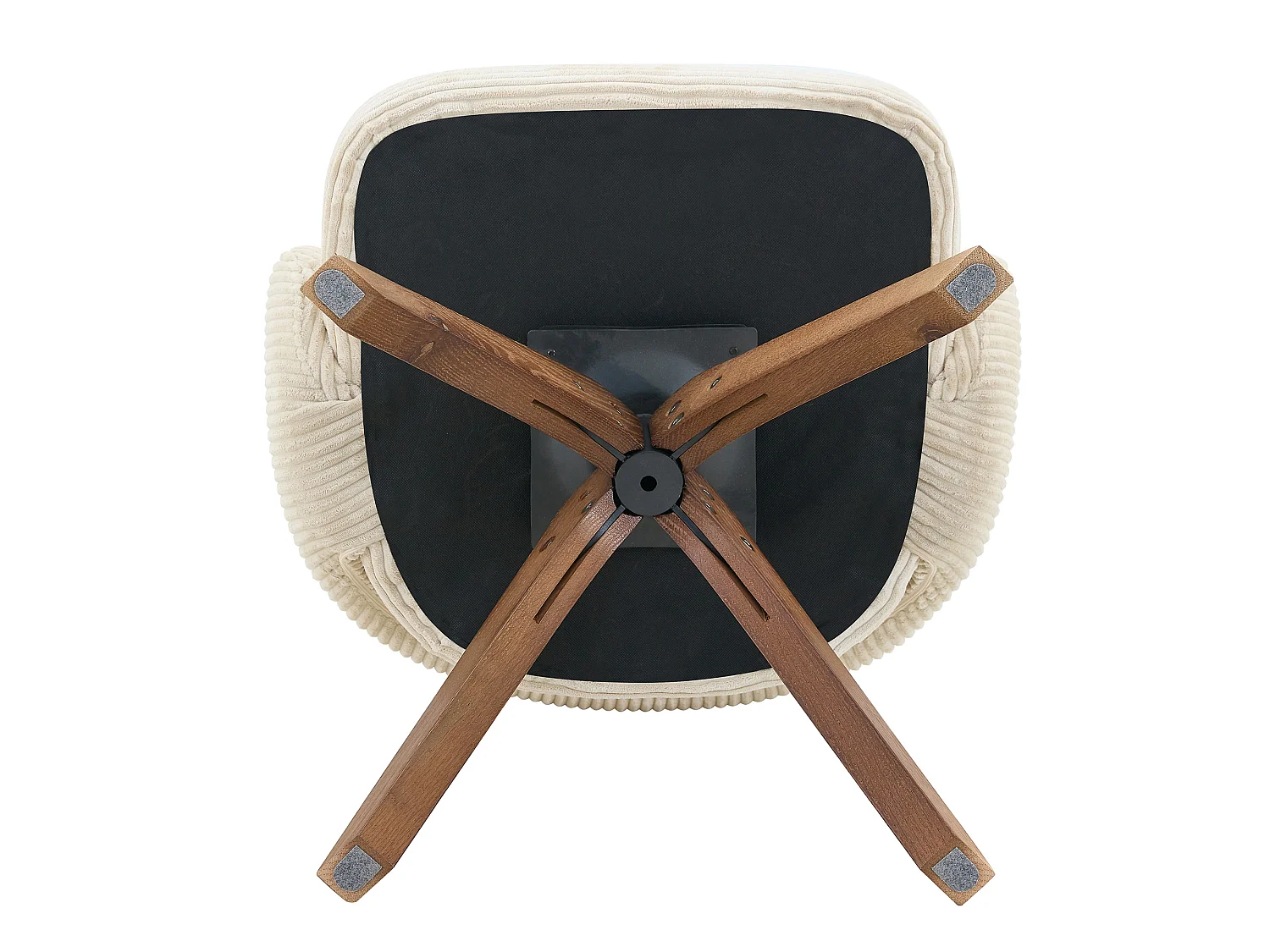 Lot de 2 chaises de salle à manger pivotantes en tissu blanc avec pieds en bois massif noyer