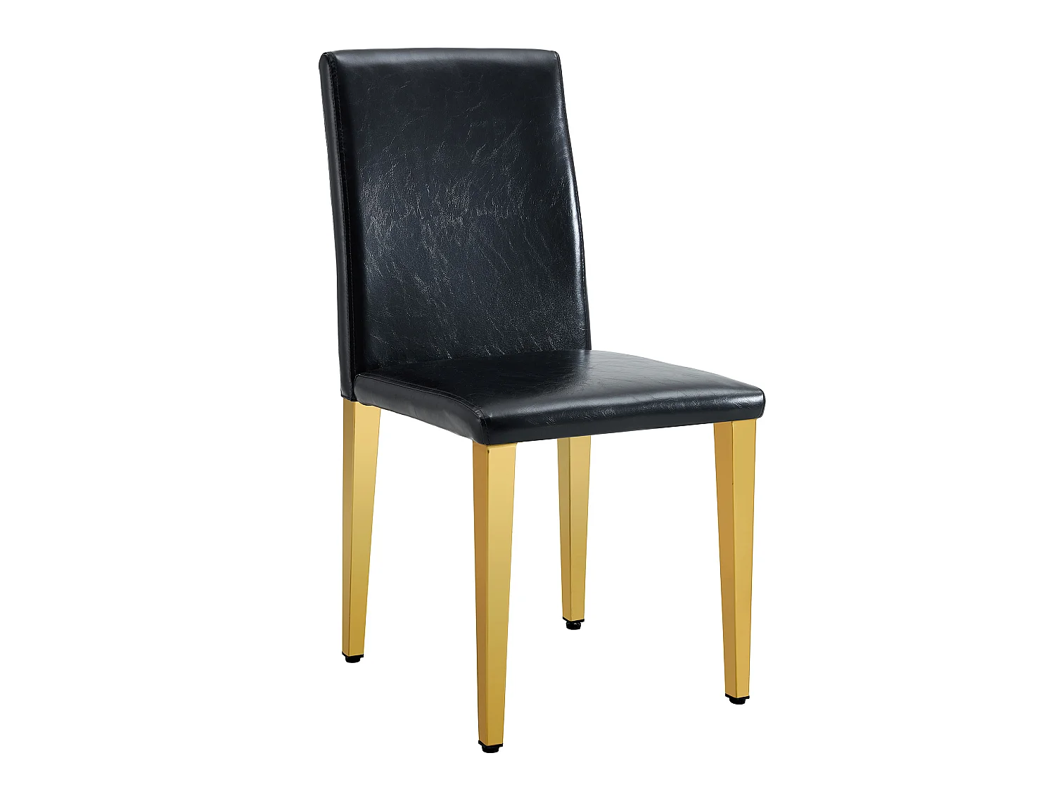 Lot de 4 chaises de salle à manger en similicuir noir avec pieds en métal doré